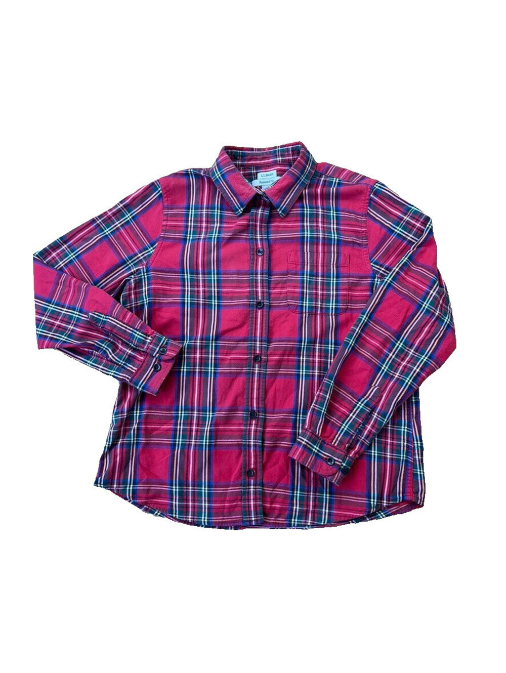 LL Bean Womens Flannel Plaid Button Down Shirt Long Sleeve S